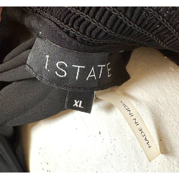 1. State Sleeveless Black Dress Sz XL Tiered Ruffled Skirt High Neck Mini NWT - Picture 4 of 8